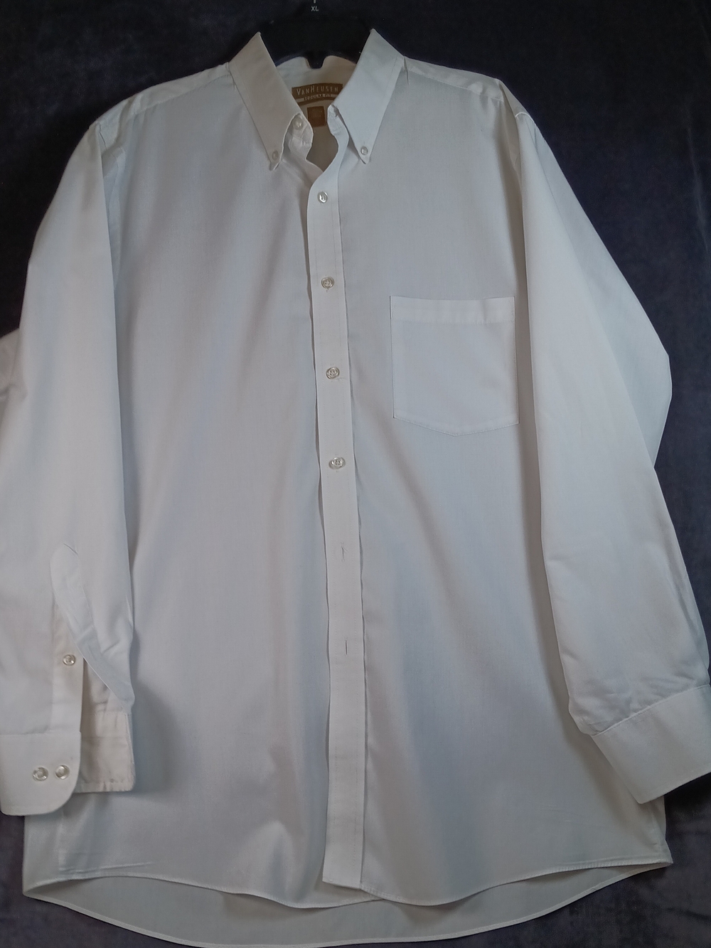 Van Heusen White Long-Sleeve Button-Down Dress Shirt